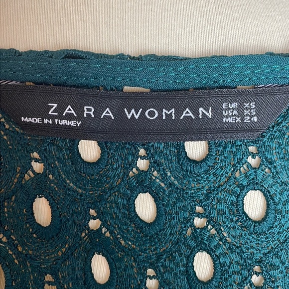 Zara Woman Dark Green Sleeveless Eyelet Sheath Dress/Coverup - Size XS - Picture 8 of 8